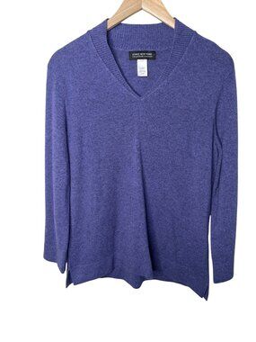 Jones New York Womens Purple v-neck collection cashmere pullover sweater Large